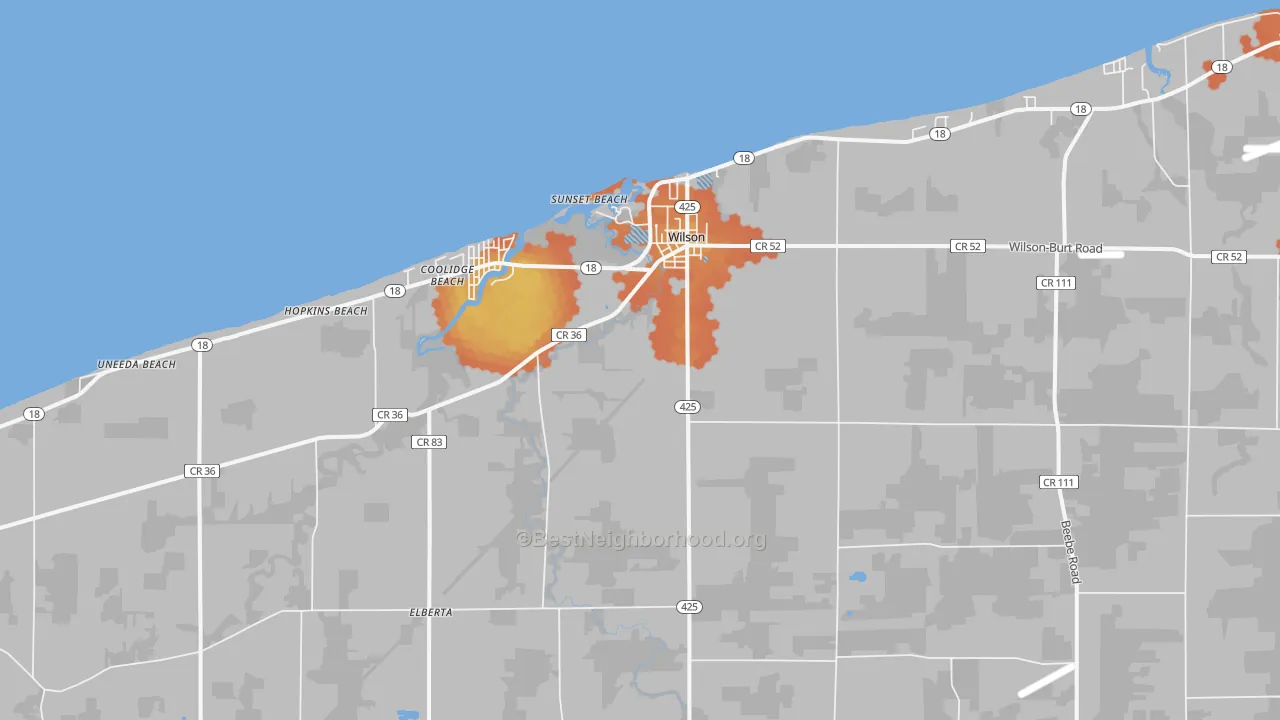 Bike Grade map of Wilson, NY