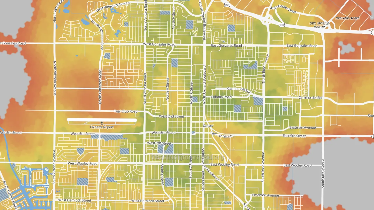 Bike Grade map of Wilson, Oxnard, CA