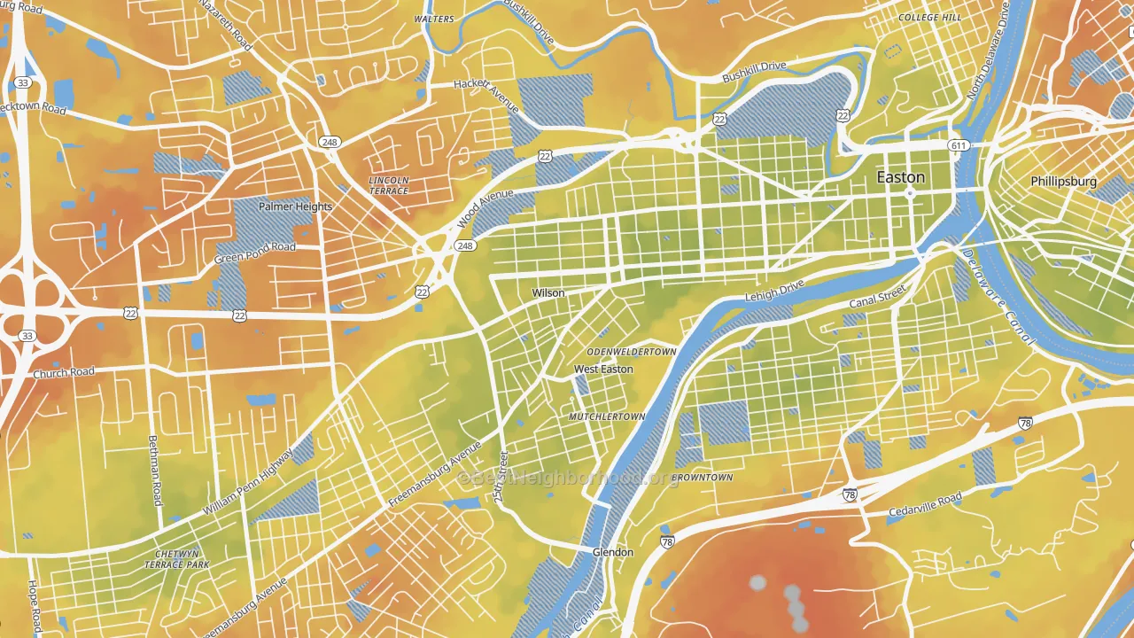 Bike Grade map of Wilson, PA