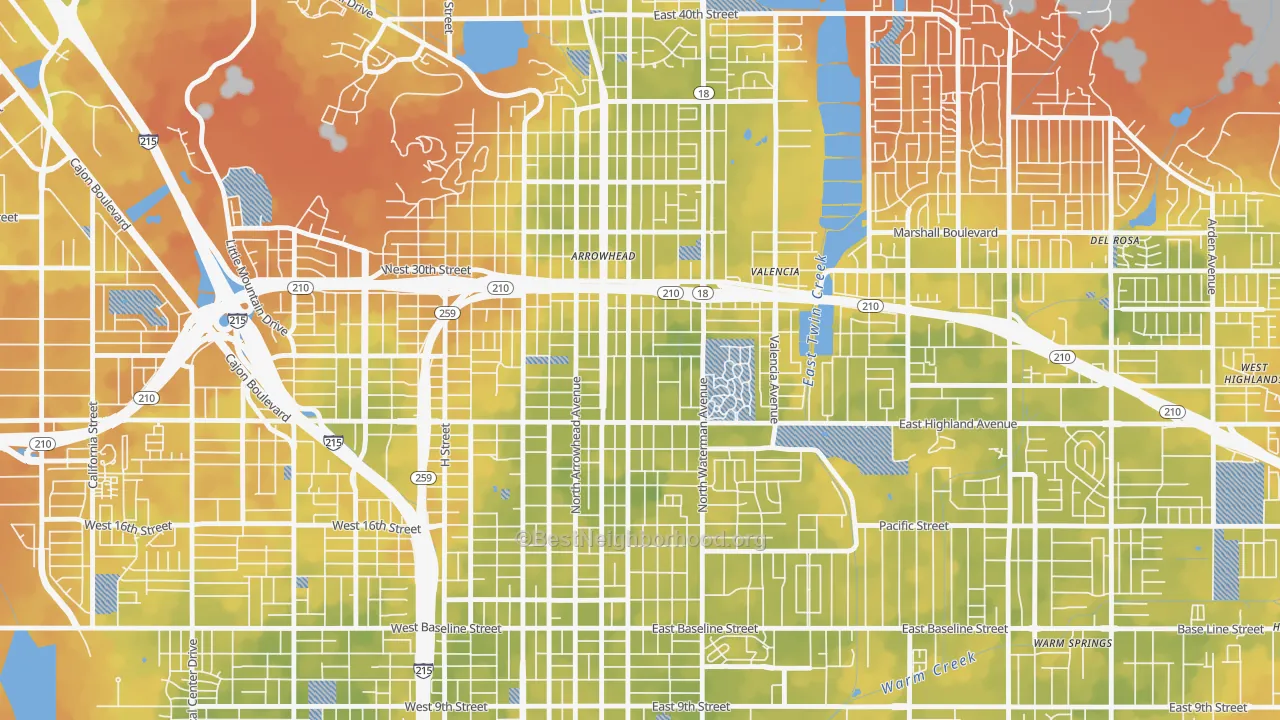 Bike Grade map of Wilson-Riverside, San Bernardino, CA