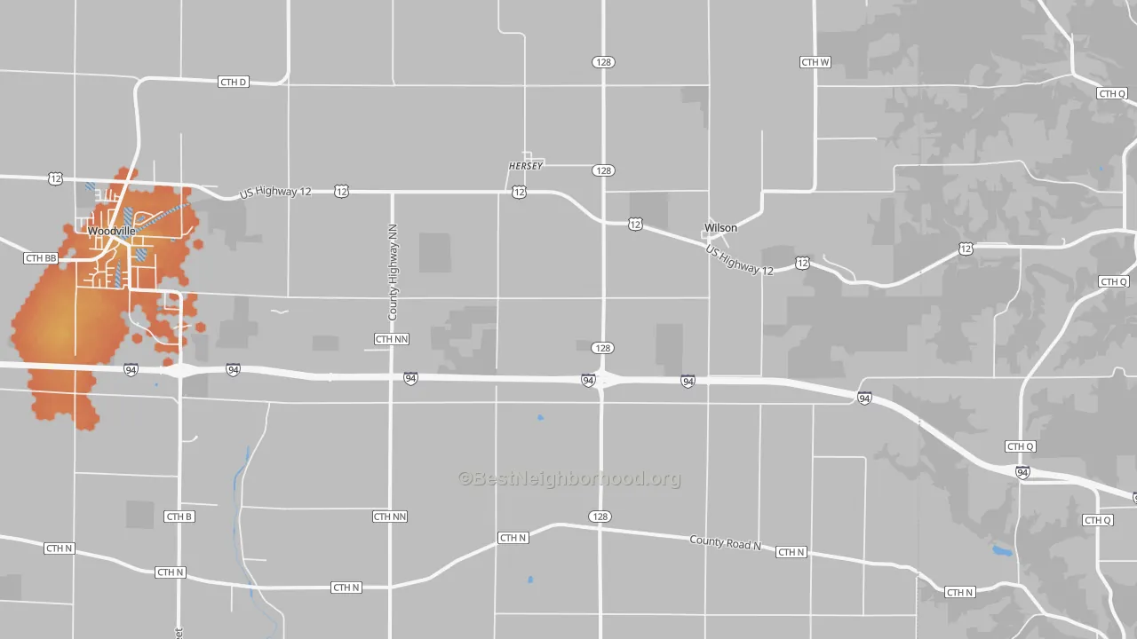 Bike Grade map of Wilson, WI