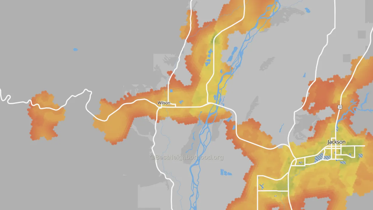 Bike Grade map of Wilson, WY