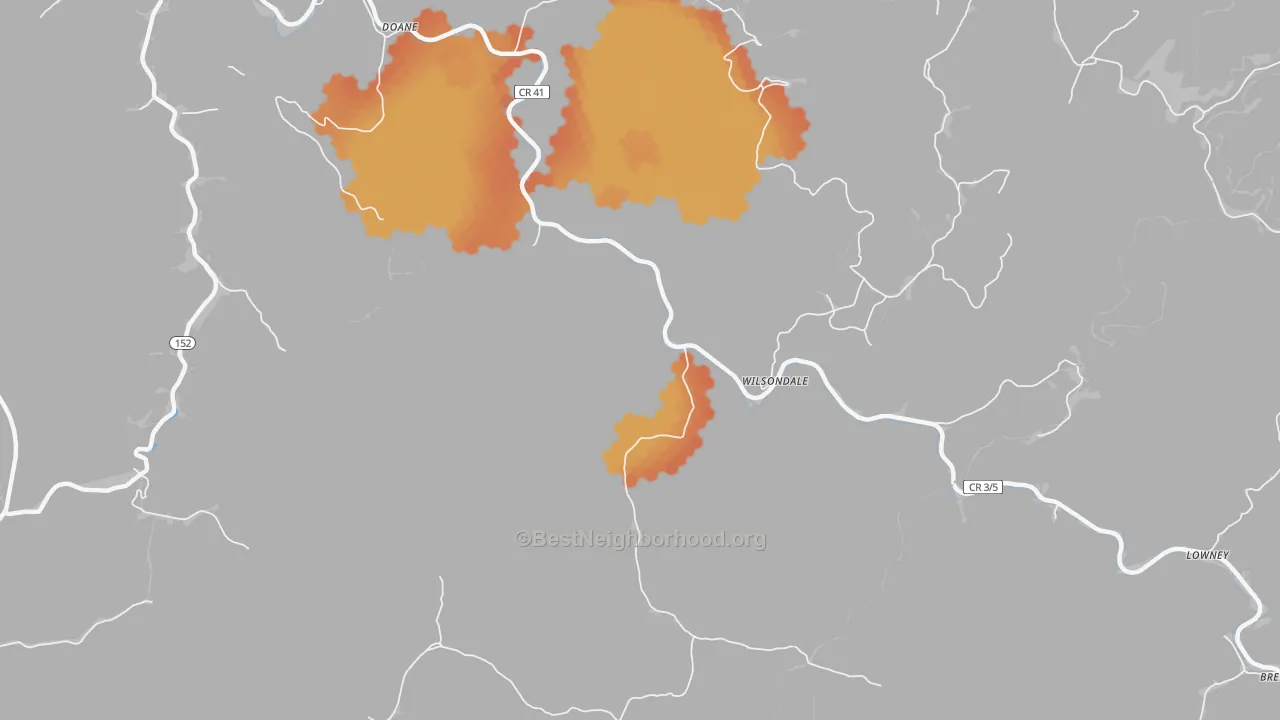 Bike Grade map of Wilsondale, WV