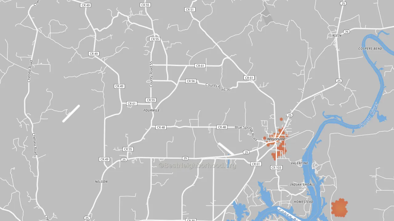 Bike Grade map of Wilsonville, AL