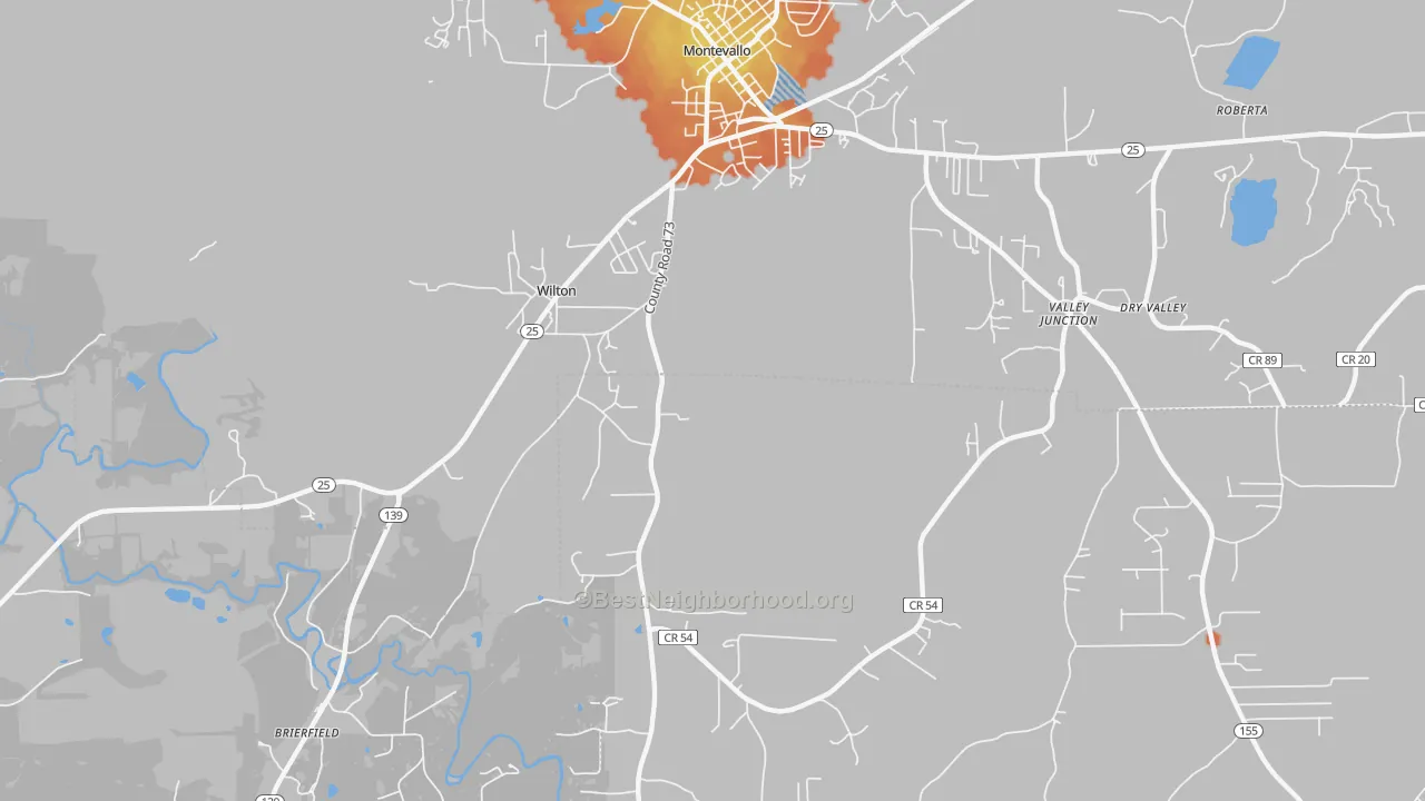 Bike Grade map of Wilton, AL