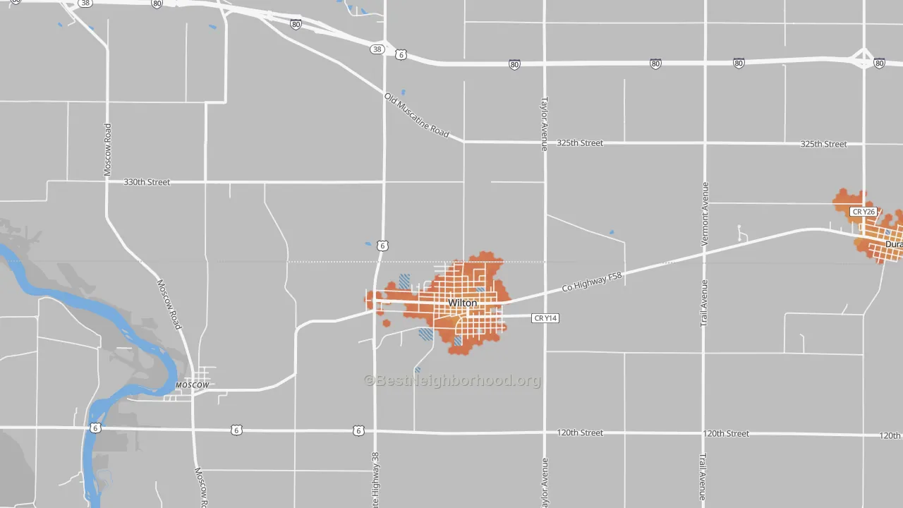 Bike Grade map of Wilton, IA