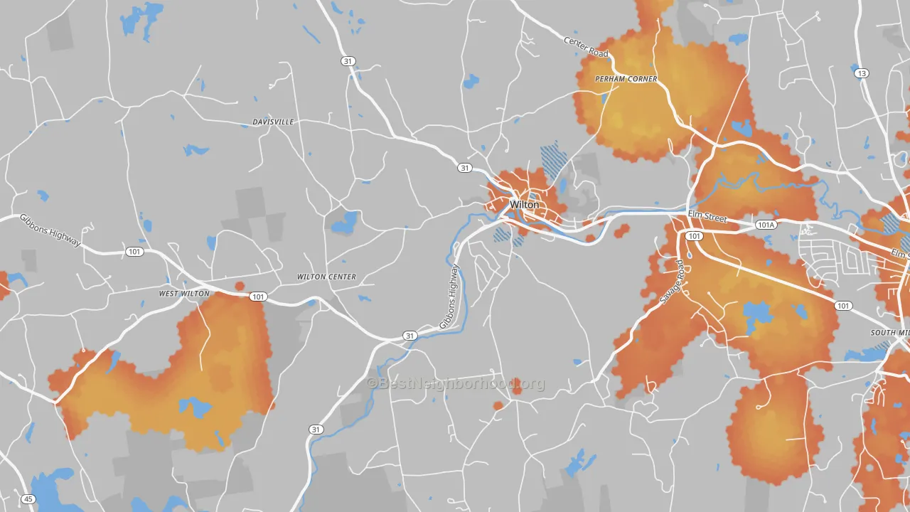 Bike Grade map of Wilton, NH