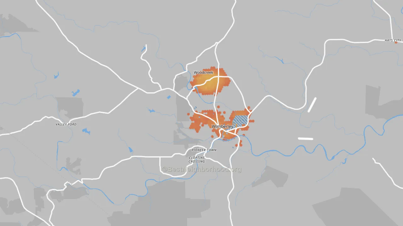 Bike Grade map of Wimberley, TX