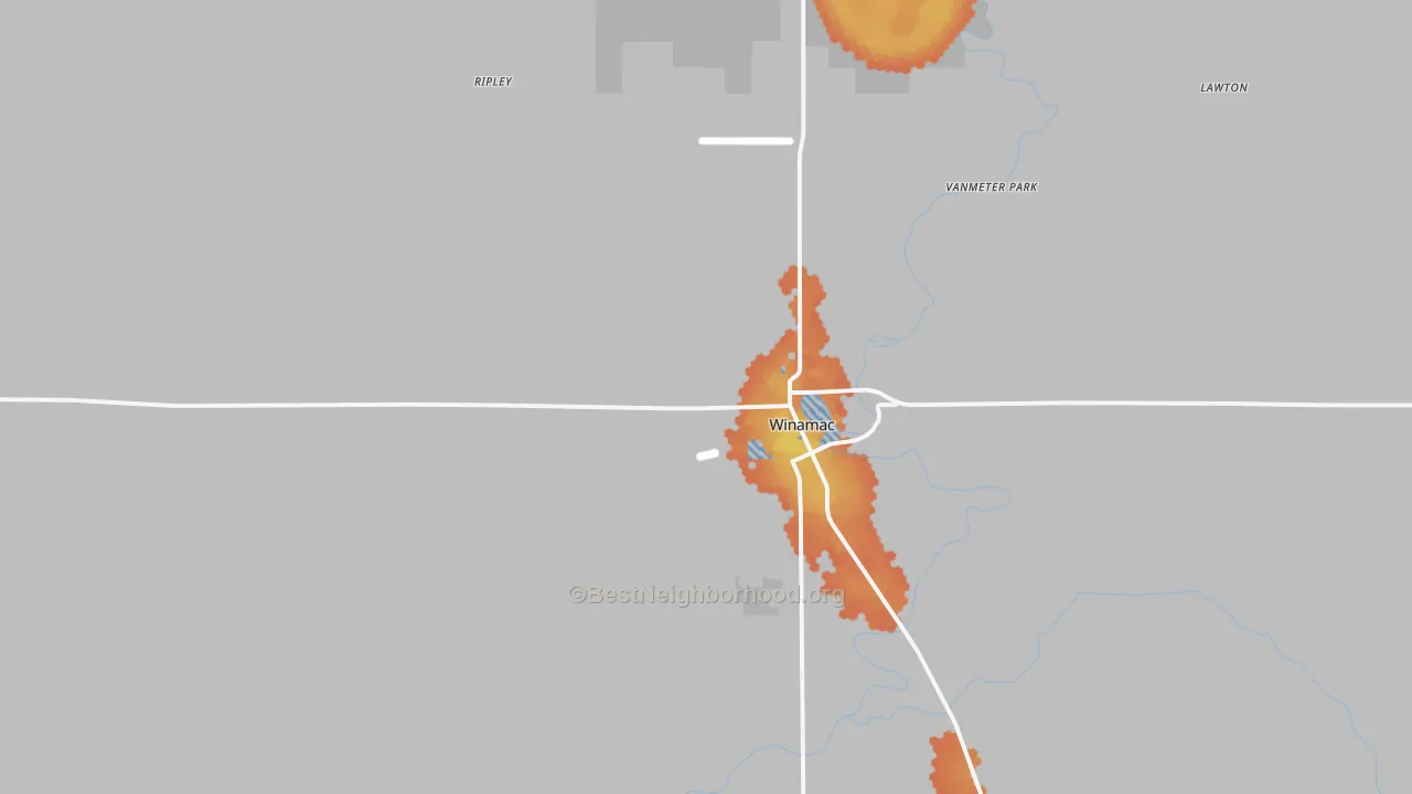 Bike Grade map of Winamac, IN