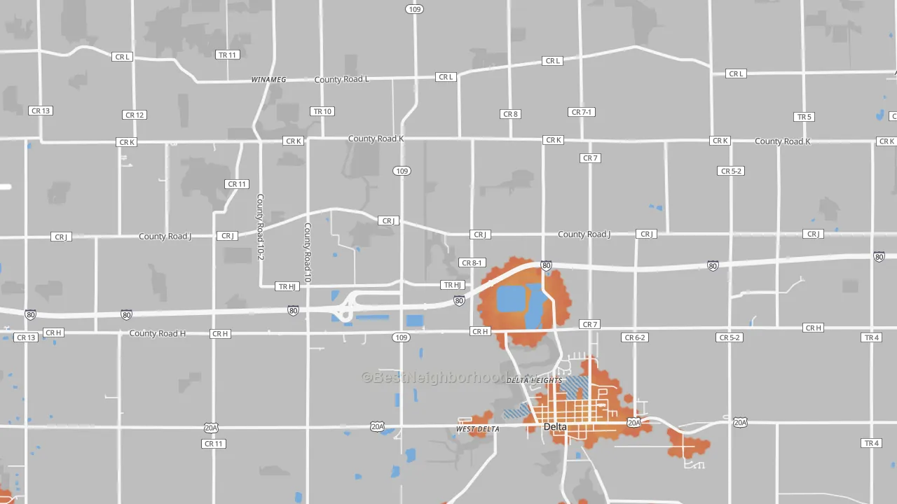 Bike Grade map of Winameg, OH