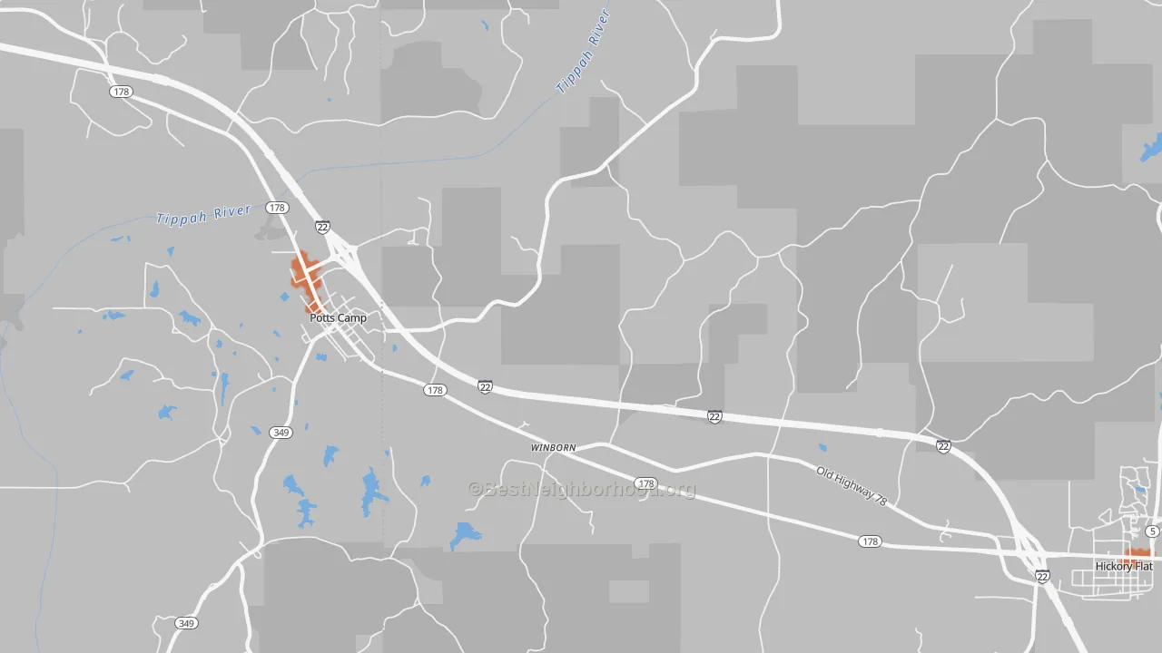 Bike Grade map of Winborn, MS