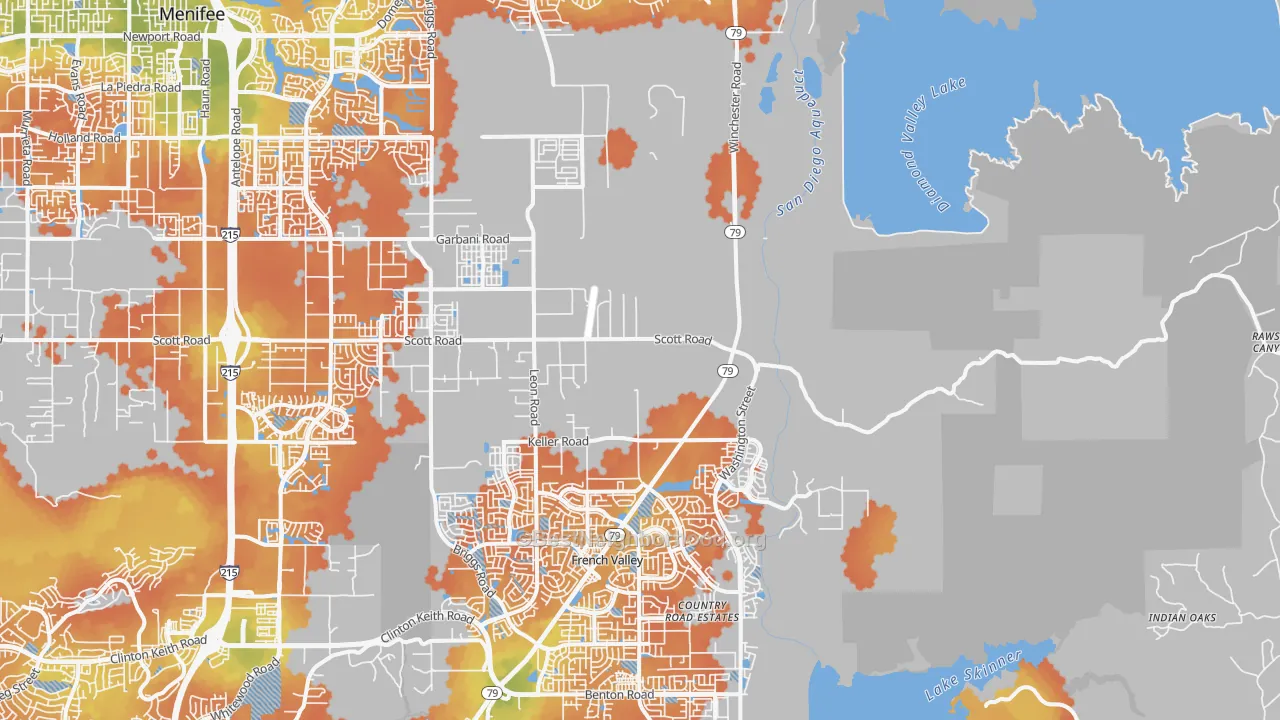 Bike Grade map of Winchester, CA