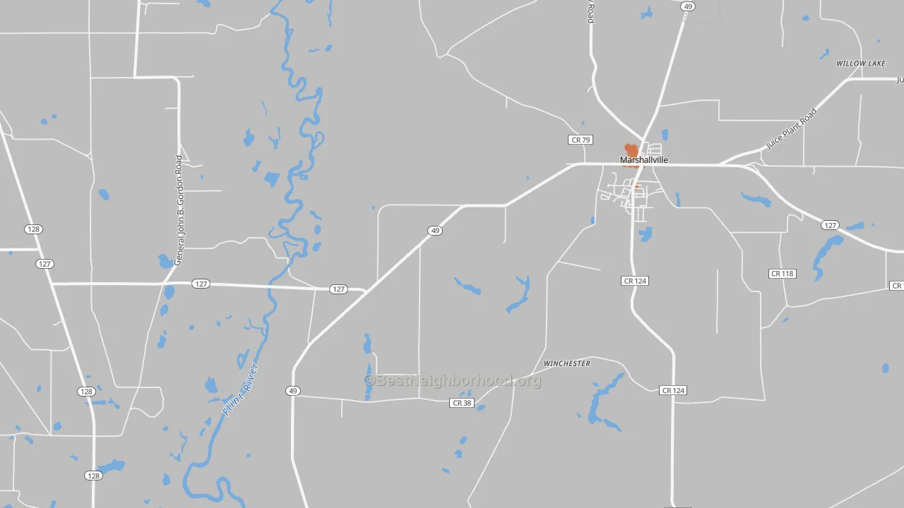 Bike Grade map of Winchester, GA
