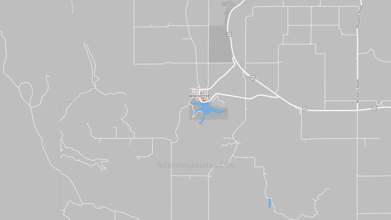Bike Grade map of Winchester, ID