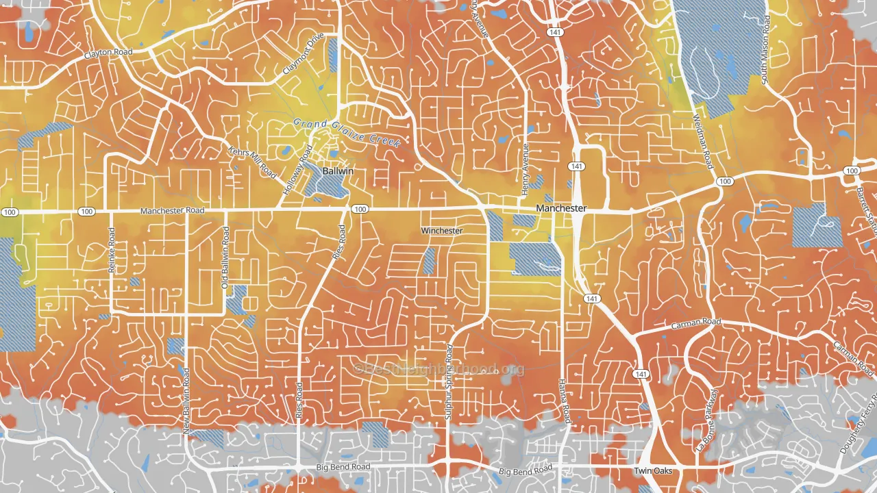Bike Grade map of Winchester, MO