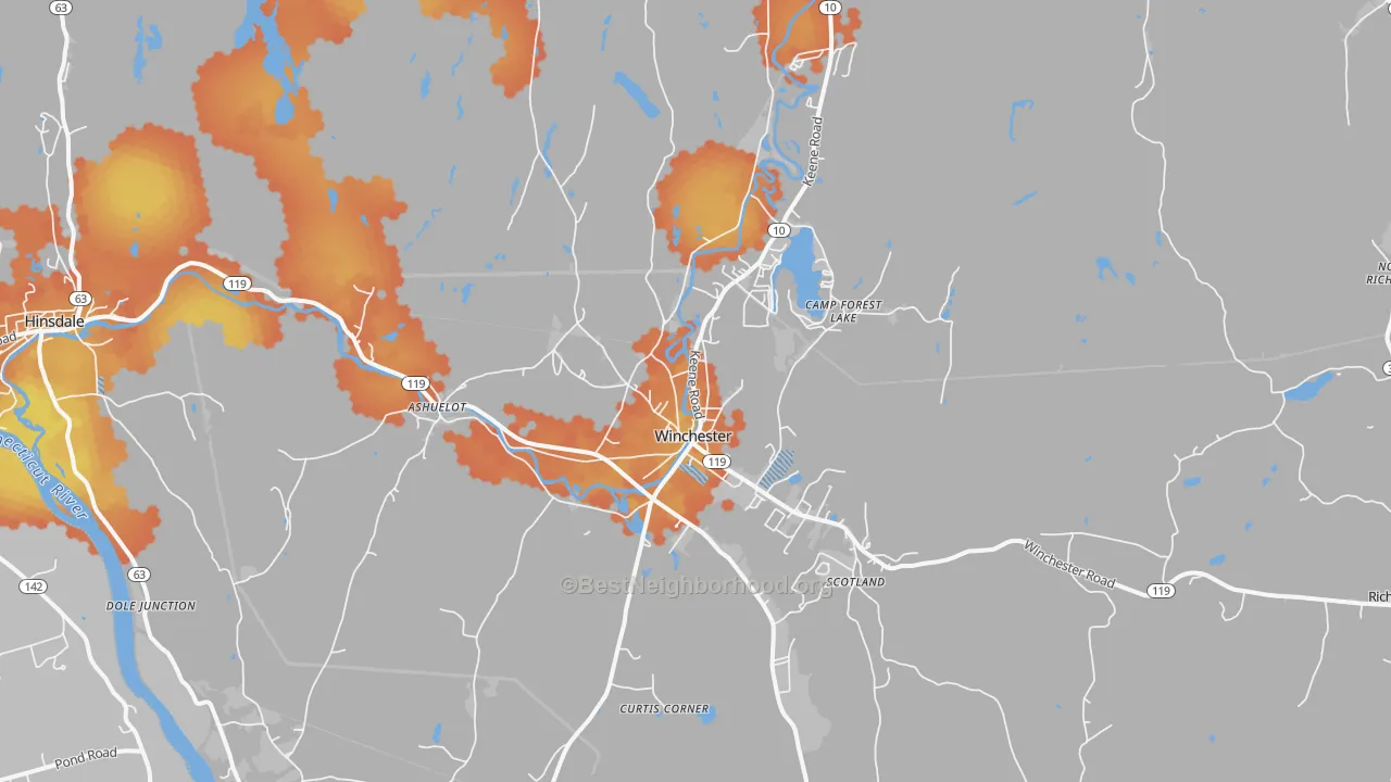 Bike Grade map of Winchester, NH