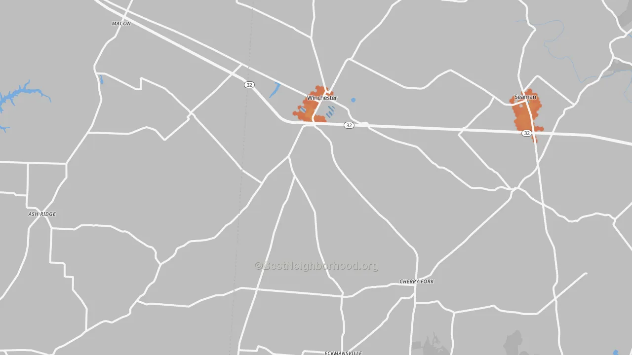 Bike Grade map of Winchester, OH
