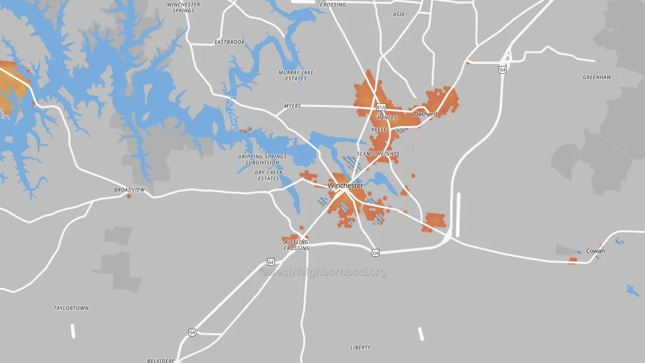 Bike Grade map of Winchester, TN