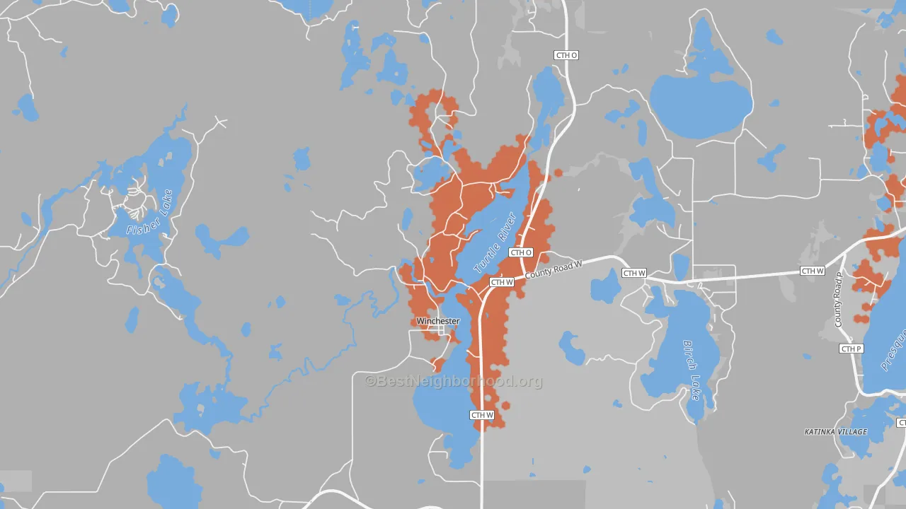 Bike Grade map of Winchester, WI