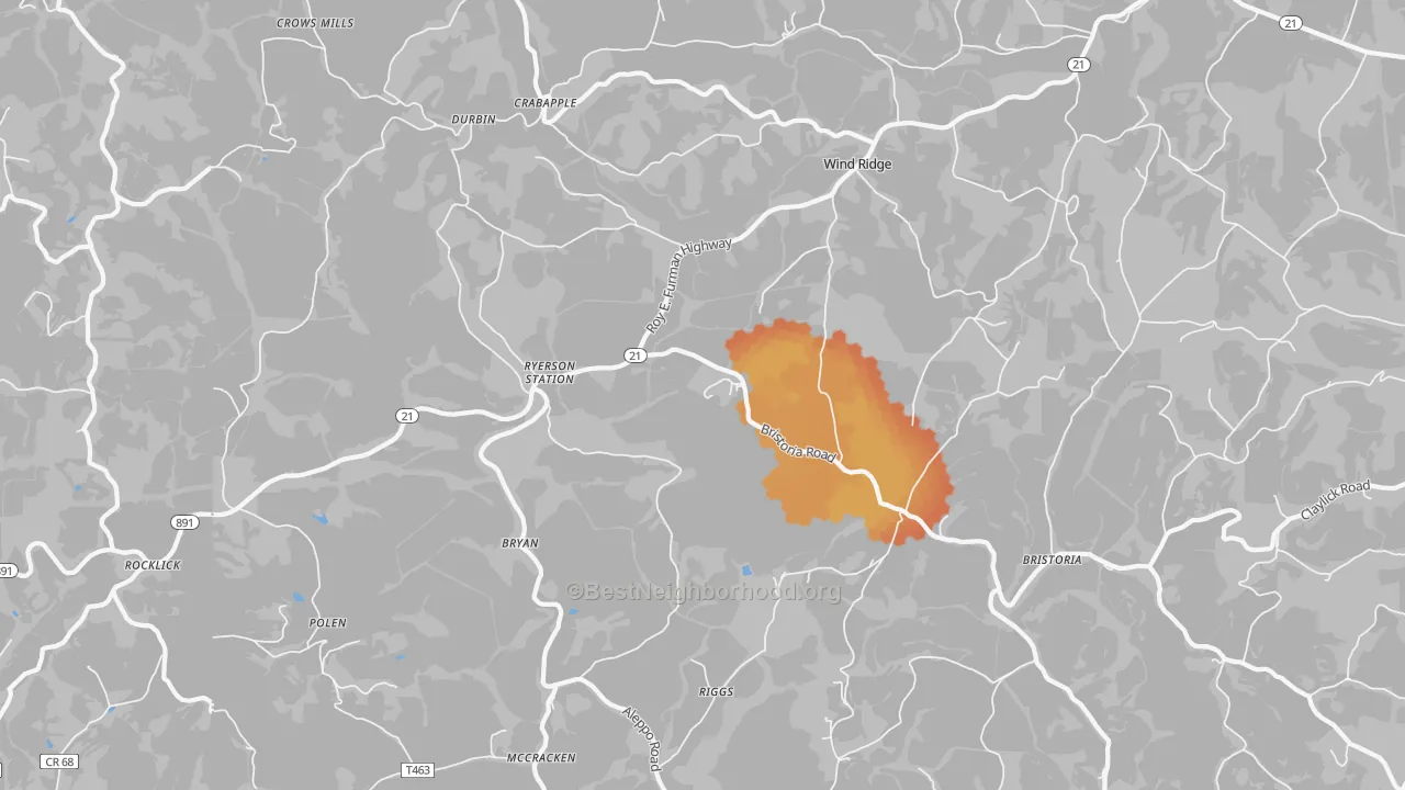 Bike Grade map of Wind Ridge, PA