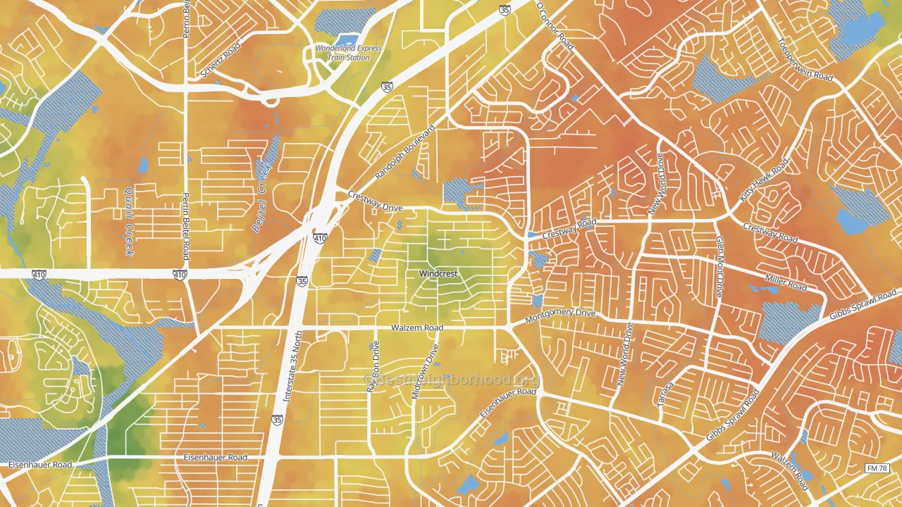 Bike Grade map of Windcrest, TX