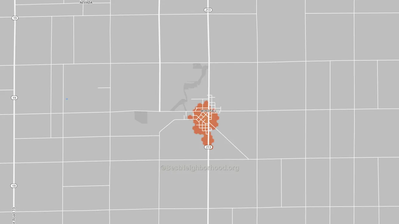 Bike Grade map of Windfall City, IN