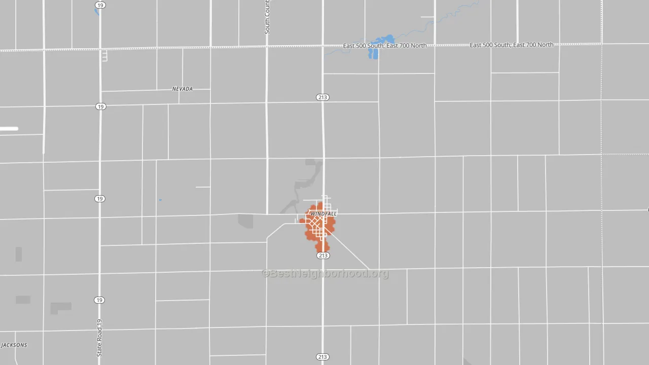 Bike Grade map of Windfall, IN