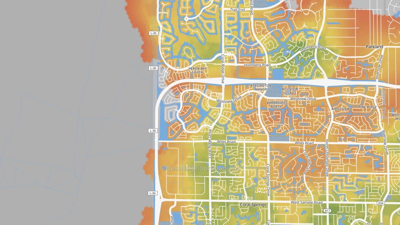 Bike Grade map of Windham, Coral Springs, FL