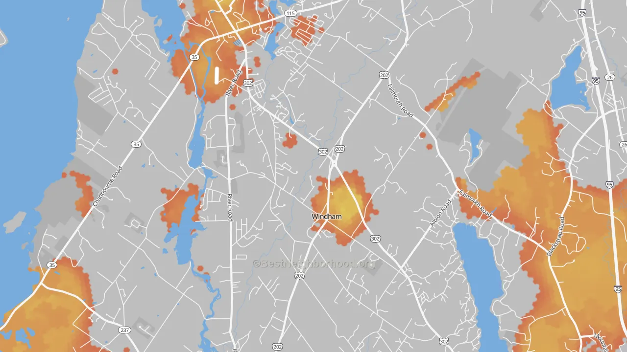 Bike Grade map of Windham, ME