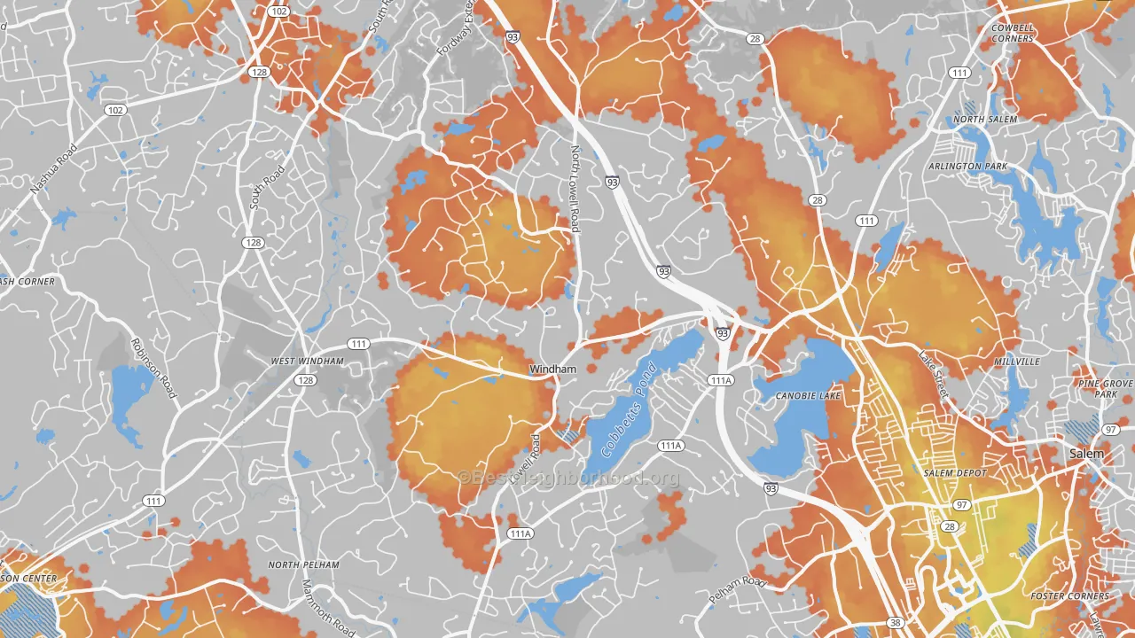 Bike Grade map of Windham, NH