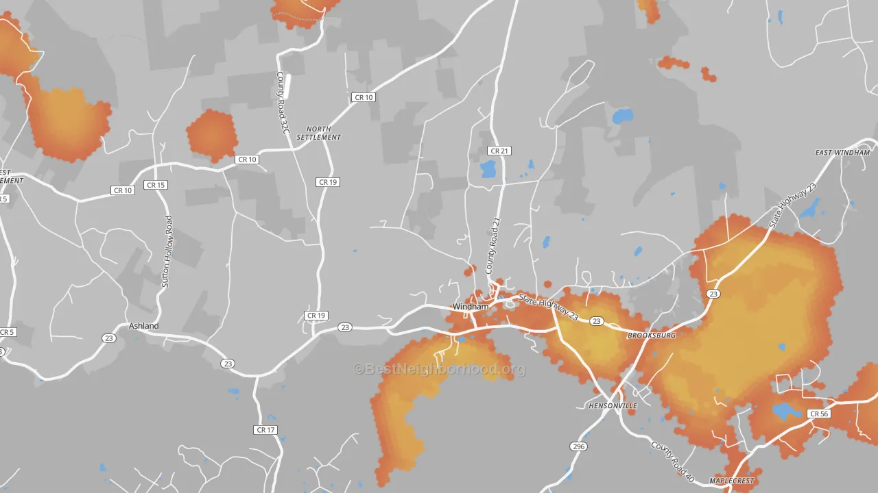 Bike Grade map of Windham, NY