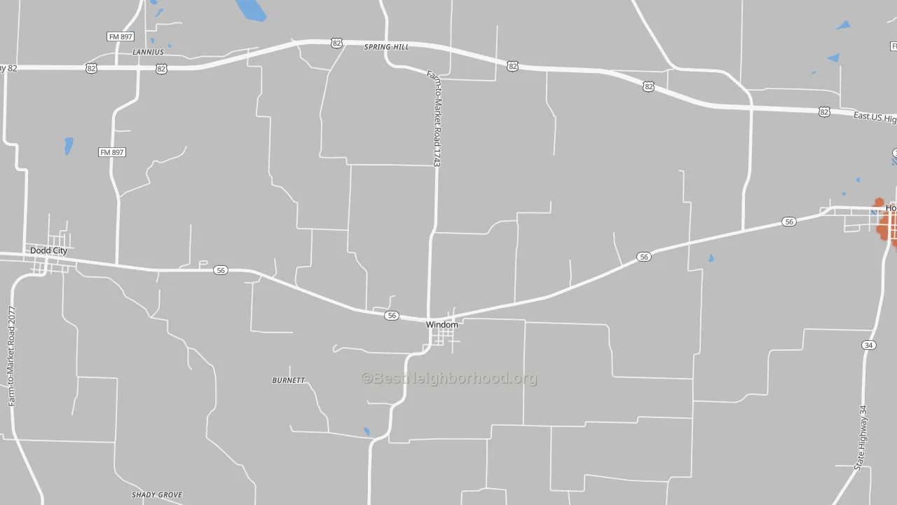 Bike Grade map of Windom, TX