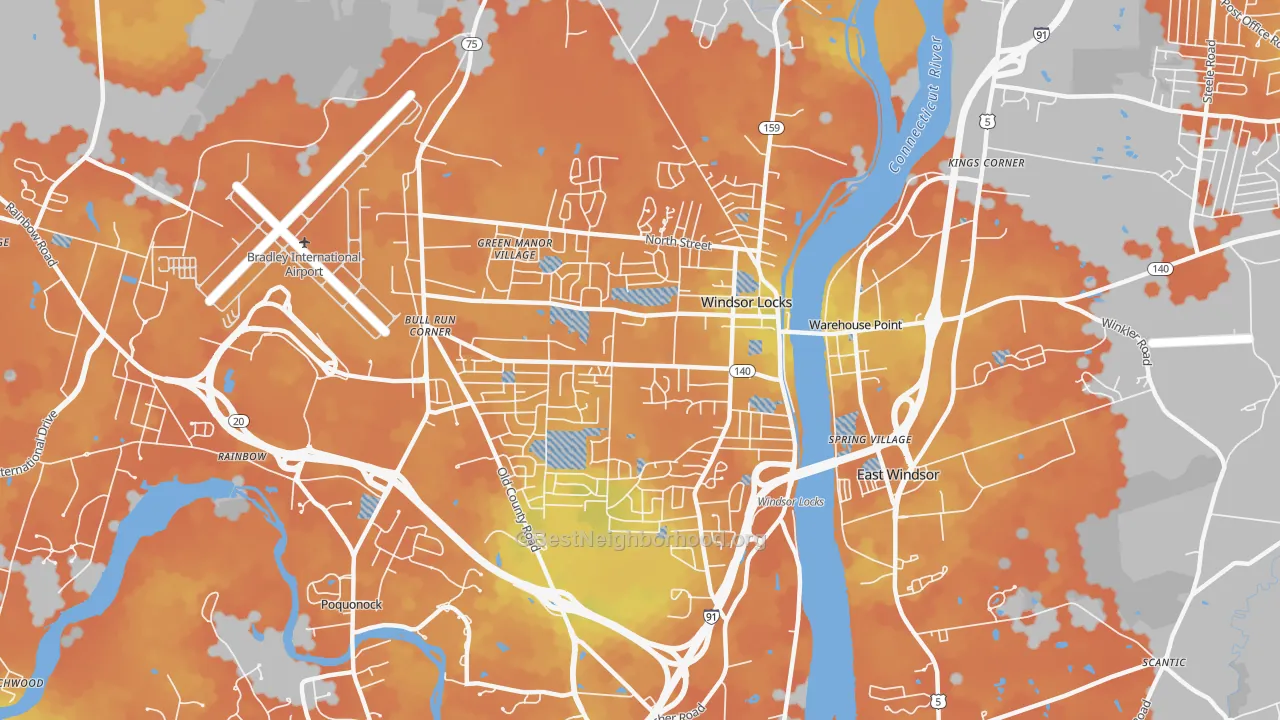 Bike Grade map of Windsor Locks, CT