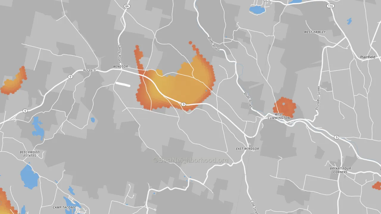 Bike Grade map of Windsor, MA