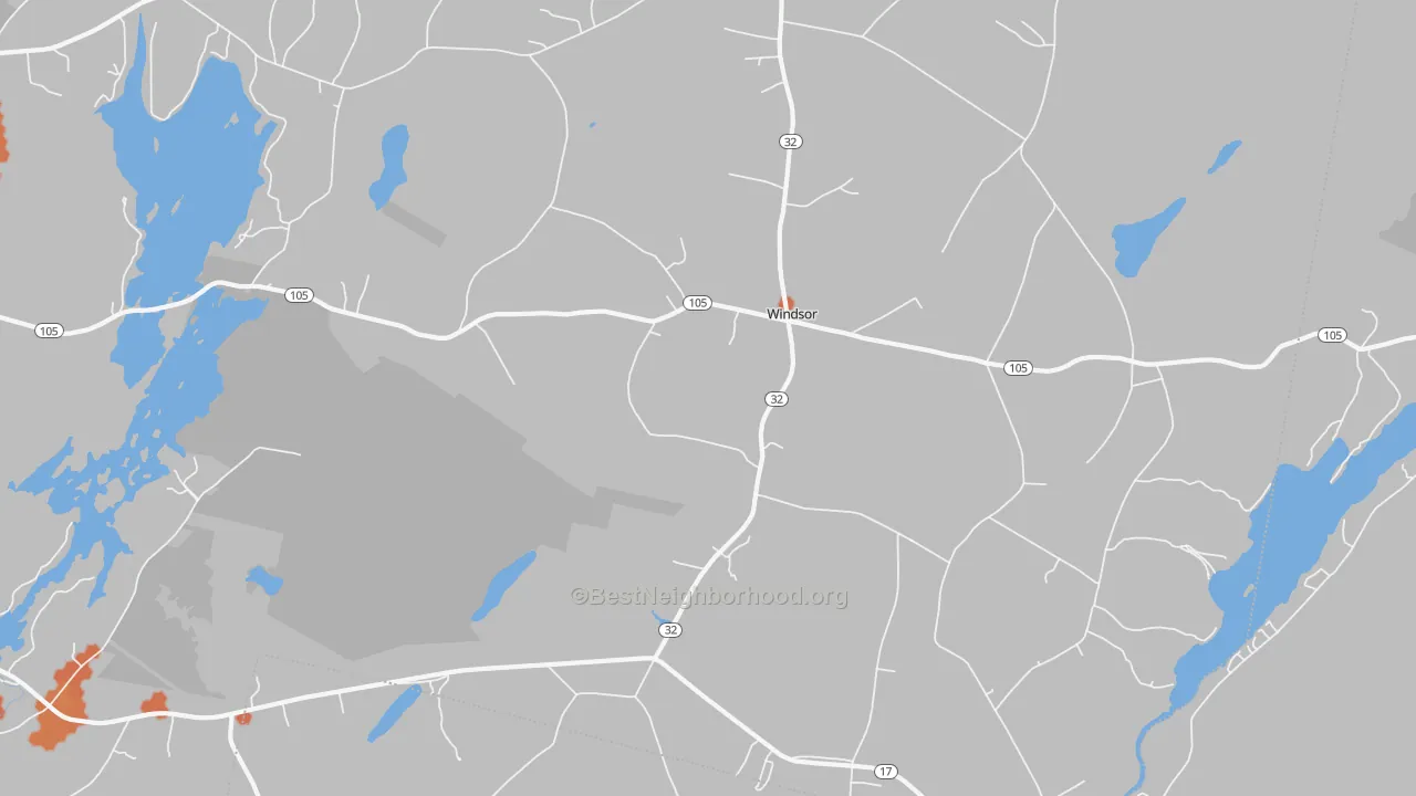 Bike Grade map of Windsor, ME