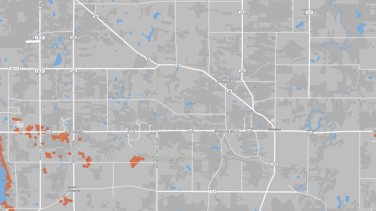 Bike Grade map of Windsor, OH
