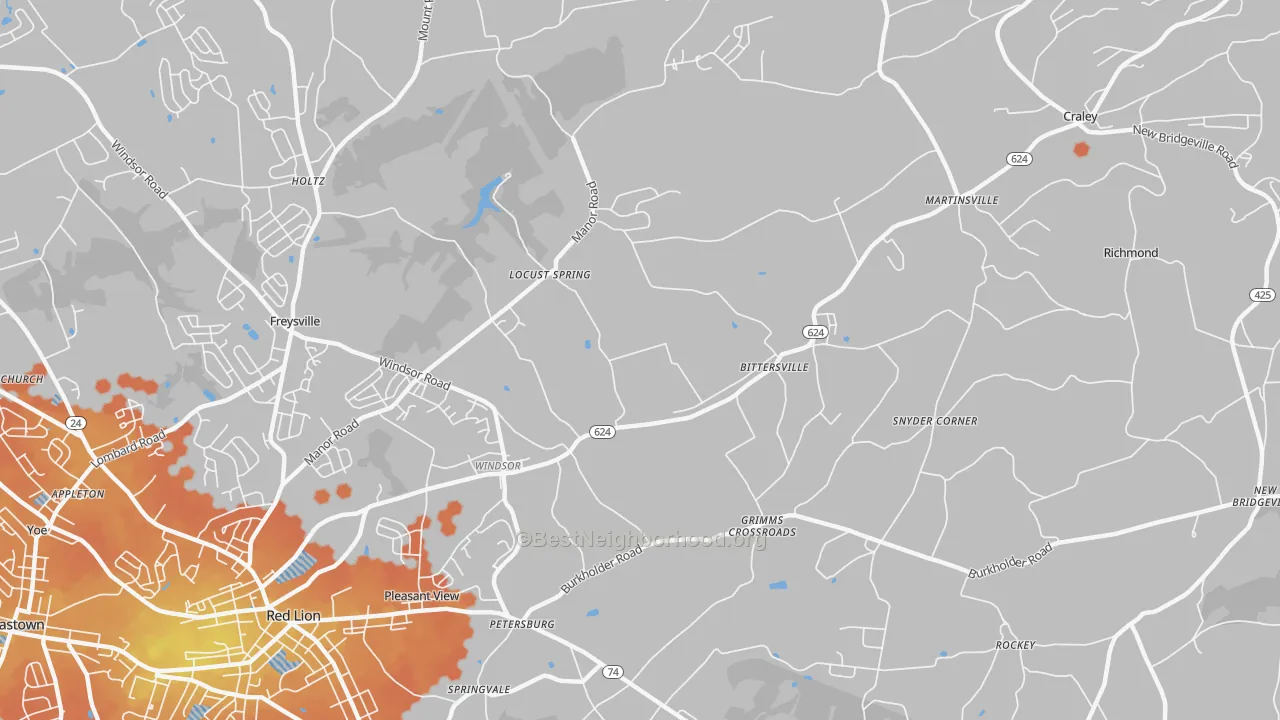 Bike Grade map of Windsor, PA