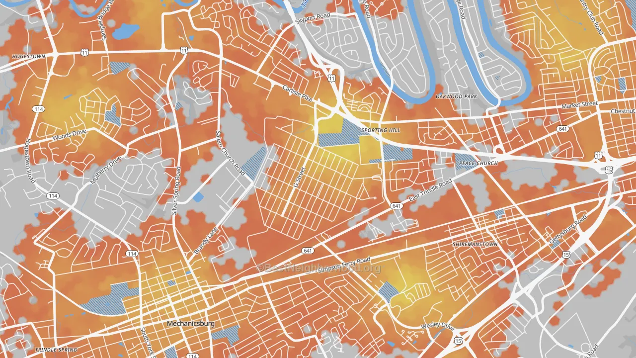 Bike Grade map of Windsor Park, PA