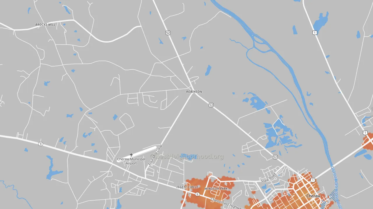 Bike Grade map of Windsor Park, SC