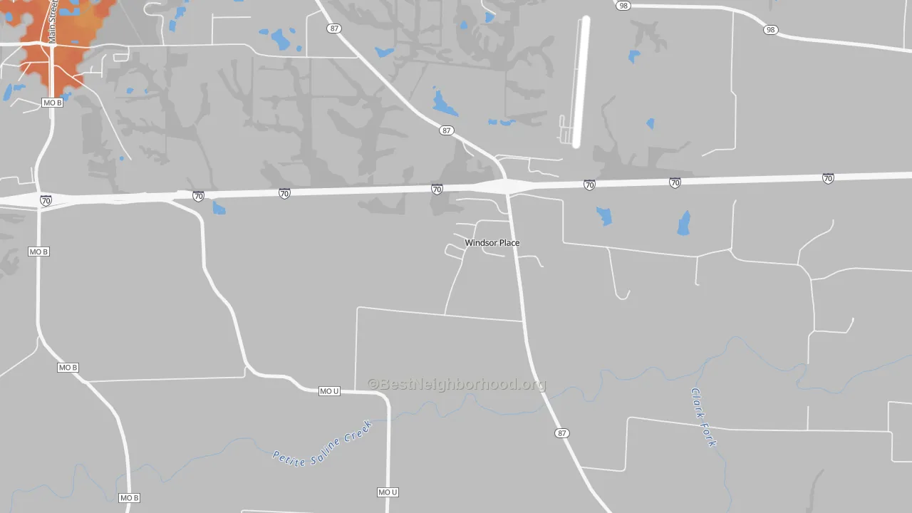 Bike Grade map of Windsor Place, MO
