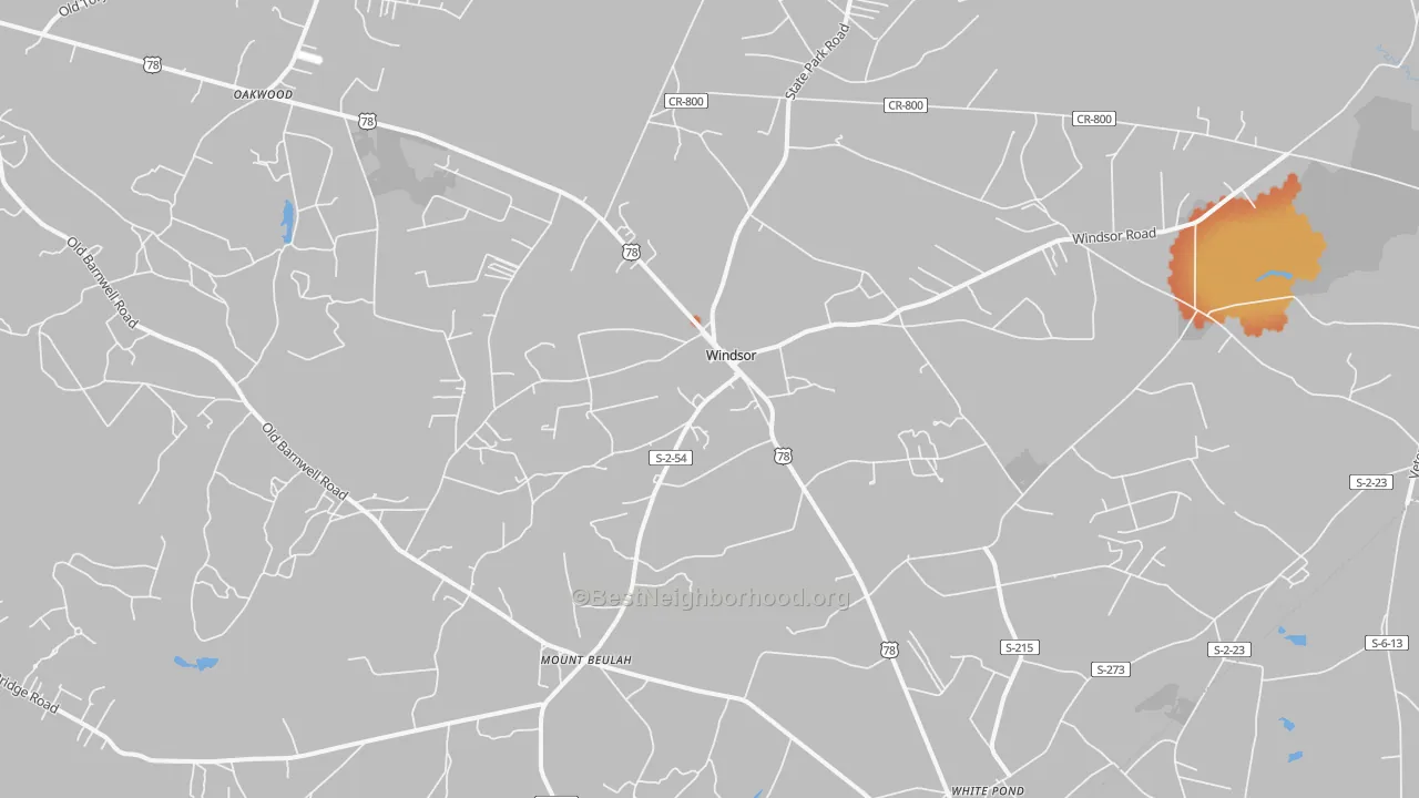 Bike Grade map of Windsor, SC
