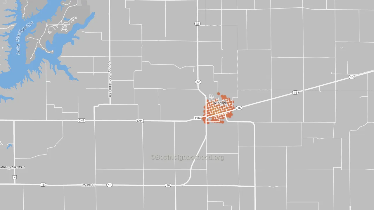 Bike Grade map of Windsor Shelby County, IL