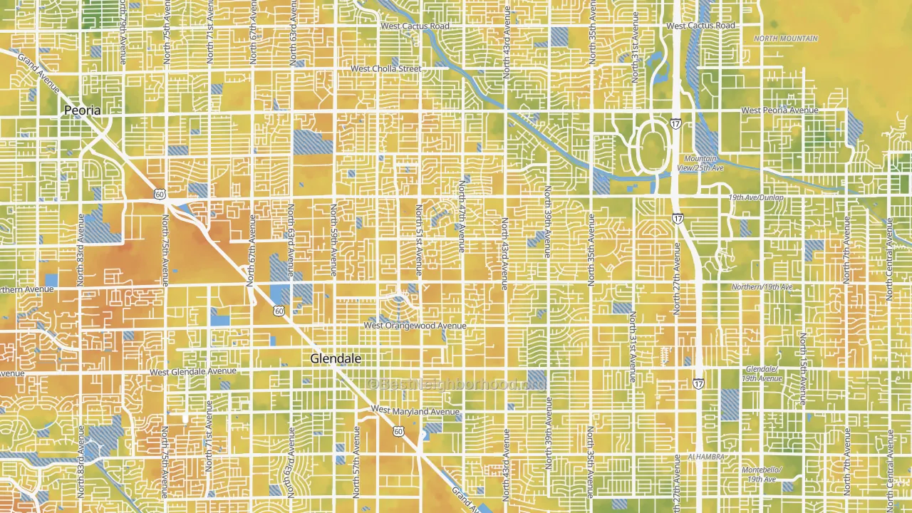 Bike Grade map of Windsor Square, Glendale, AZ