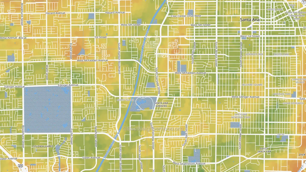 Bike Grade map of Windsor Village, Santa Ana, CA