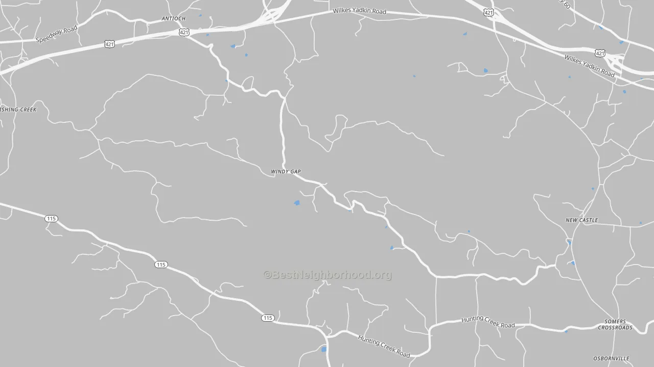 Bike Grade map of Windy Gap, NC