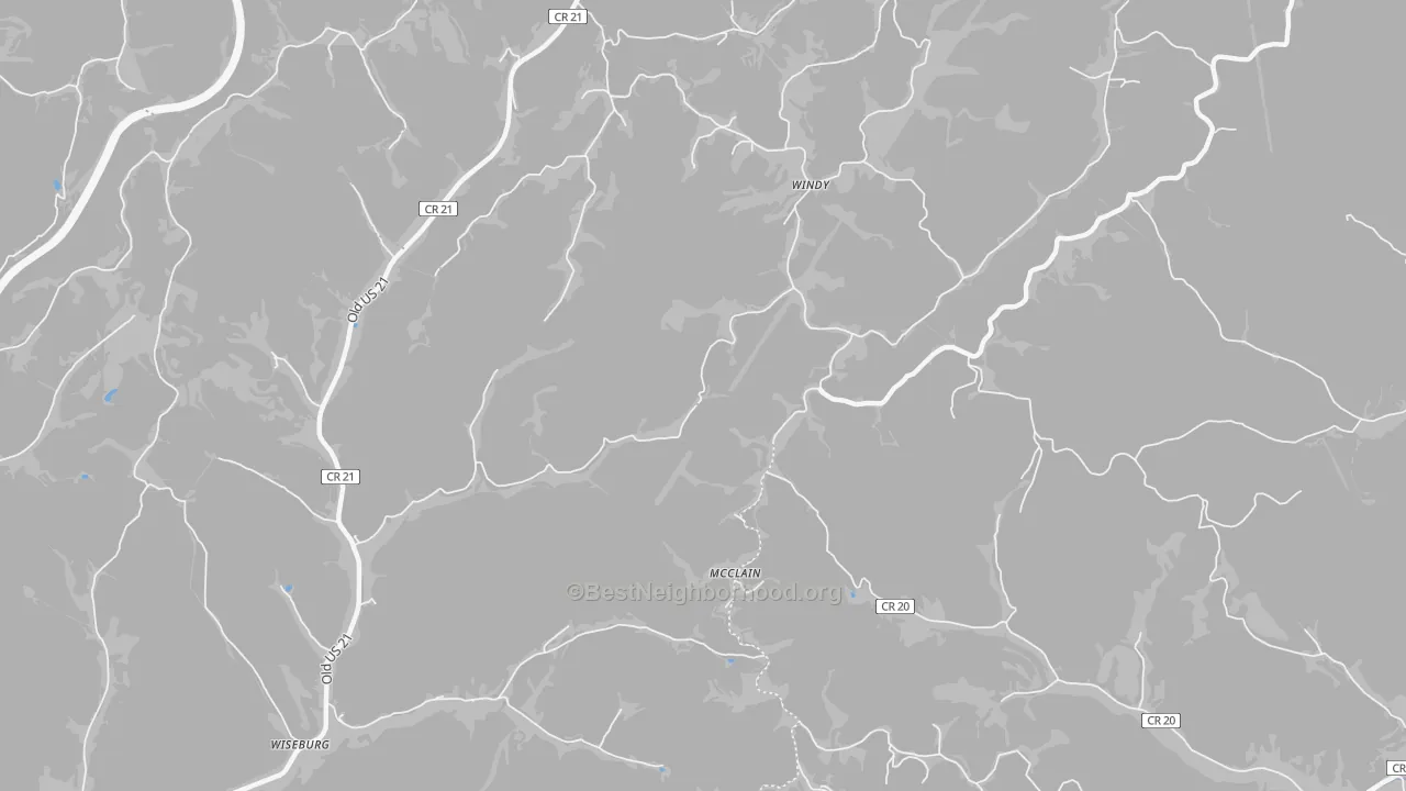 Bike Grade map of Windy, WV