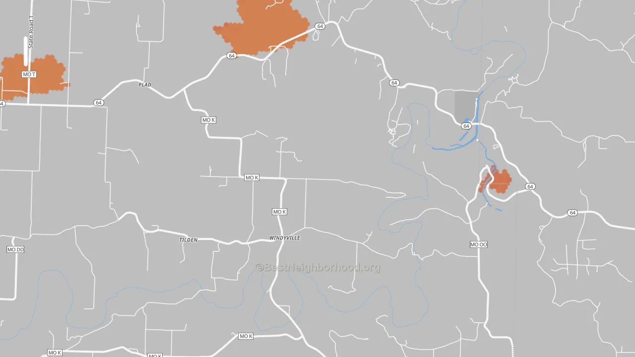Bike Grade map of Windyville, MO