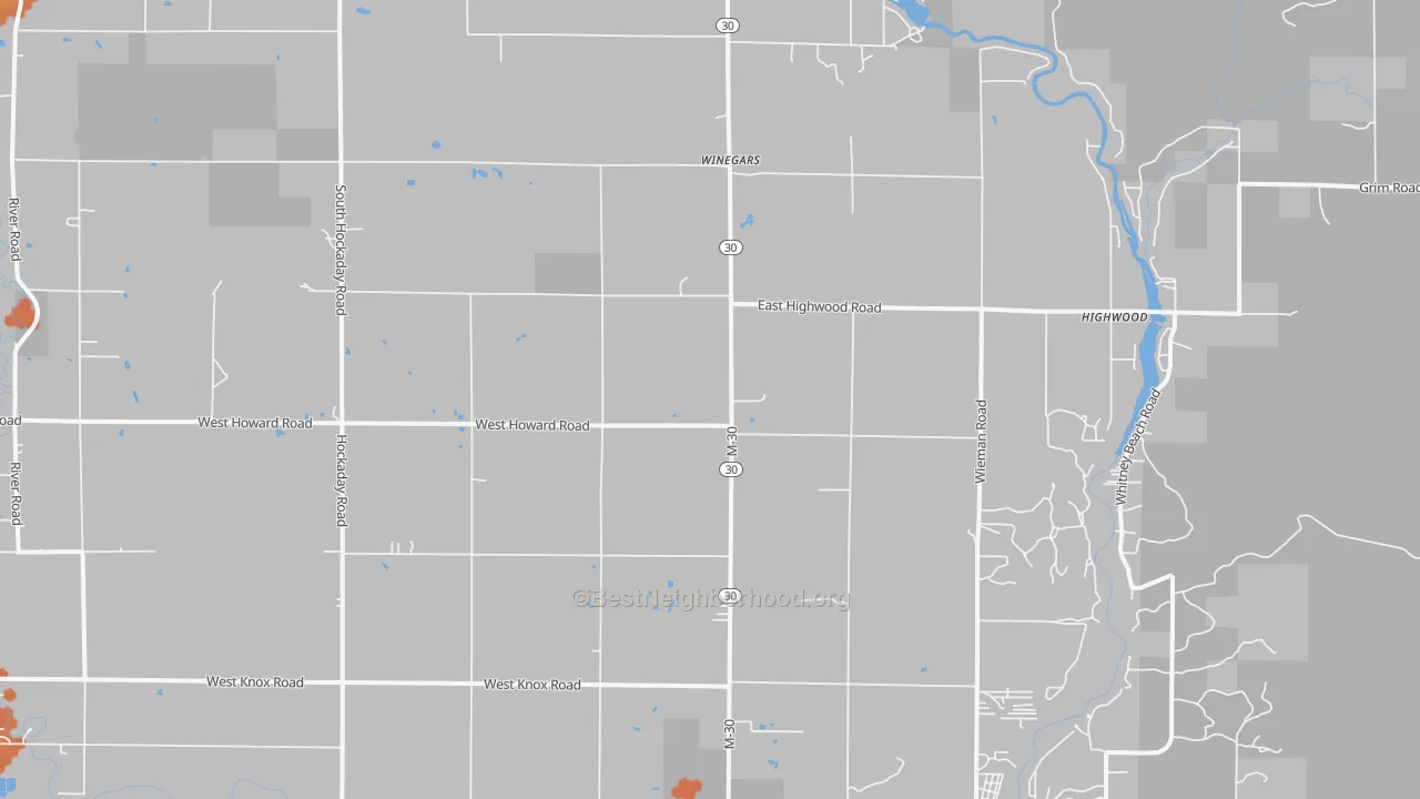 Bike Grade map of Winegars, MI