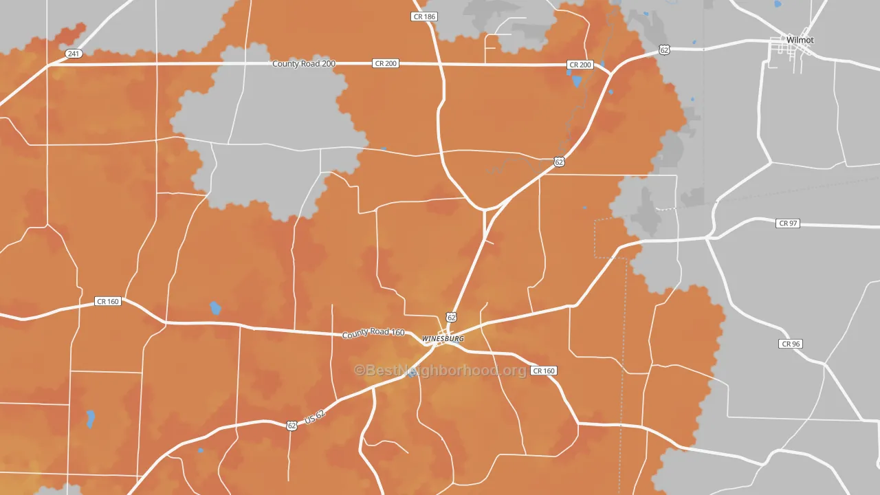 Bike Grade map of Winesburg, OH