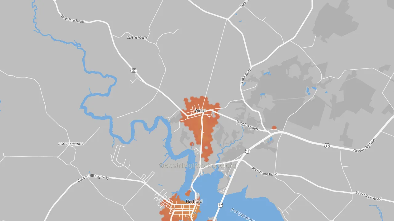 Bike Grade map of Winfall, NC
